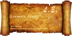 Lorencz Ernő névjegykártya